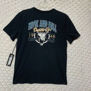 Rock & Roll Cowboy Shirt Mens S Black Skull Tee Crew Neck Short Sleeve‎ NWT